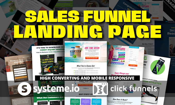 Gig Preview - Build your landing page and sales funnel by click funnel or systemeio