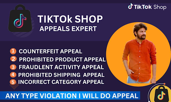 Gig Preview - Reinstate tiktok shop appeal reinstatement tiktok shop violation remove