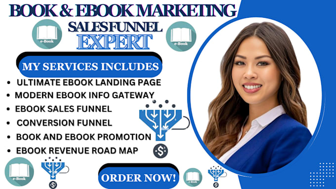 Gig Preview - Do modern ebook marketing sales funnel ebook landing page and do ebook promotion