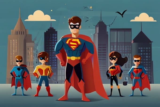 Bestseller - make super hero vector cartoon