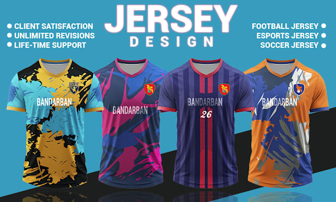 Gig Preview - Custom design of football, soccer, esports, cricket team jersey