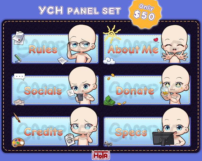 Gig Preview - Draw ych chibi panel set with your character