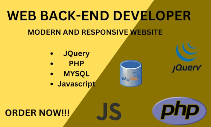 Gig Preview - Be your back end developer using PHP,jquery,mysql,codeigniter for framework