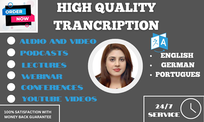 Gig Preview - Provide affordable transcription services for audio, video and podcasts