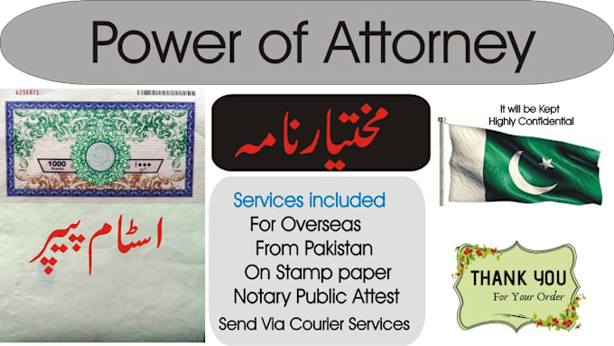 Gig Preview - Write power of attorney on stamp paper for overseas pakistan