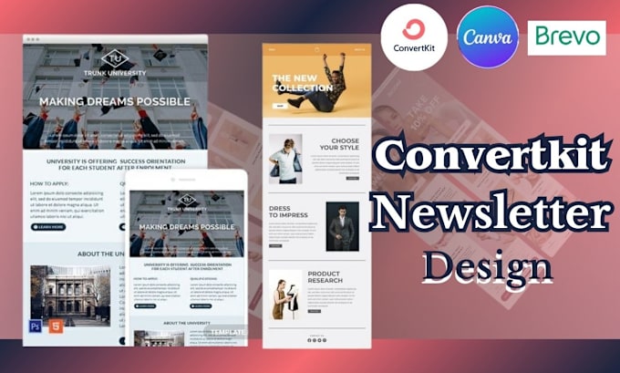 Gig Preview - Design company newsletter, canva newsletter, convertkit newsletter,ai newsletter