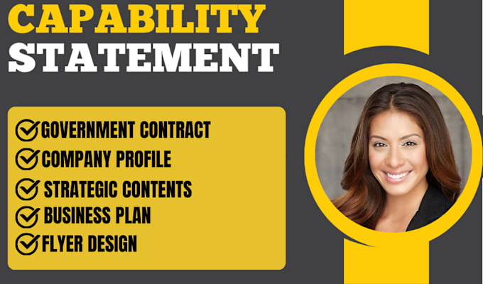 Gig Preview - Design professional government capability statement for government contract, rfp