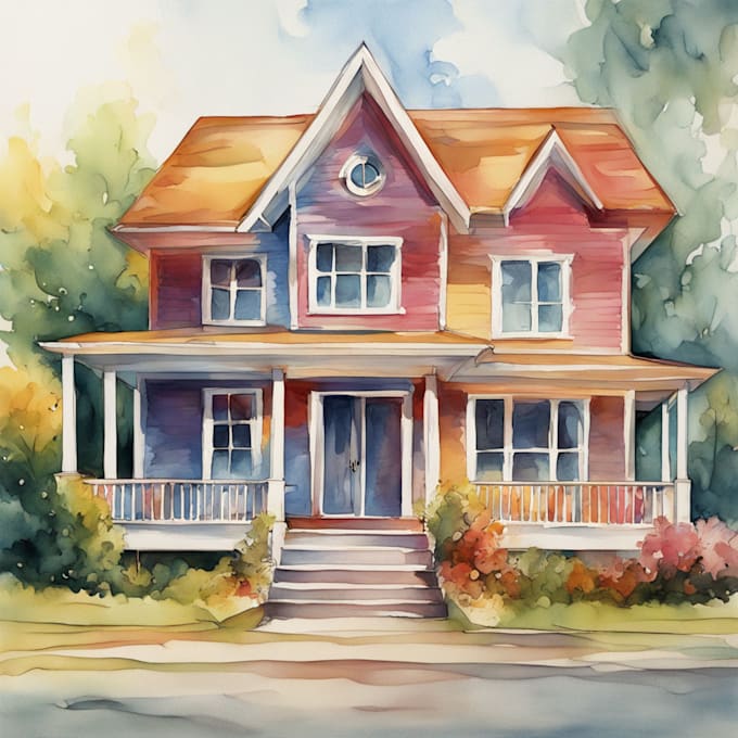 Gig Preview - Paint your house in watercolor painting style