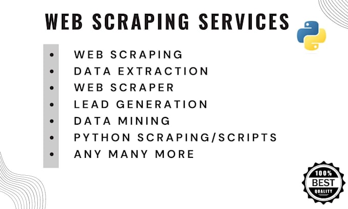 Gig Preview - Do web scraping data extraction and web scraper in python