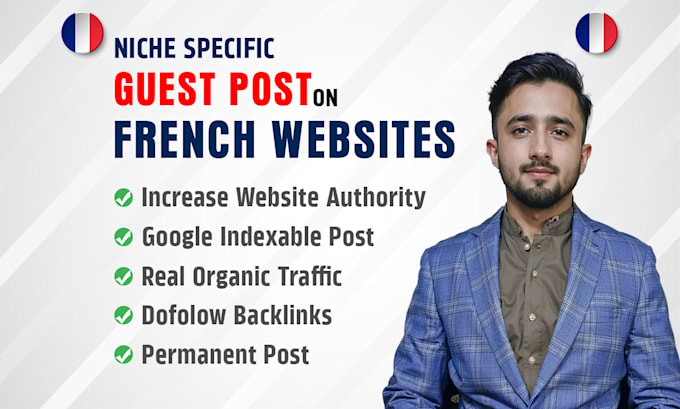 Gig Preview - Write and publish french guest post with high da backlinks on french sites