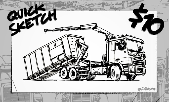 Gig Preview - Create a sketch of a truck, heavy equipment or any other object