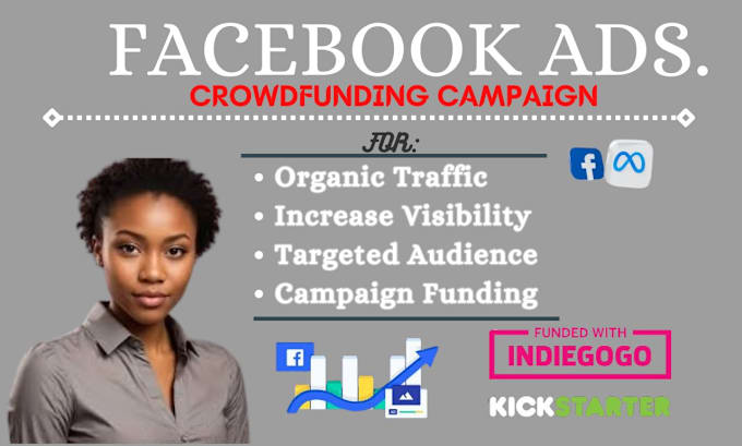 Gig Preview - Set up ads page, run fully funded crowdfunding fundraising campaign facebook ads