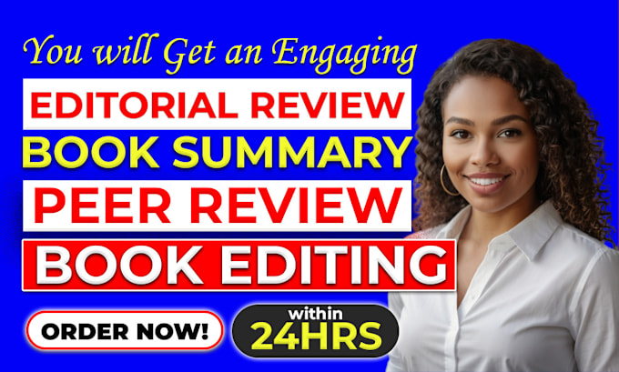 Gig Preview - Do editorial review for your book, book editing, article rewriter, book summary