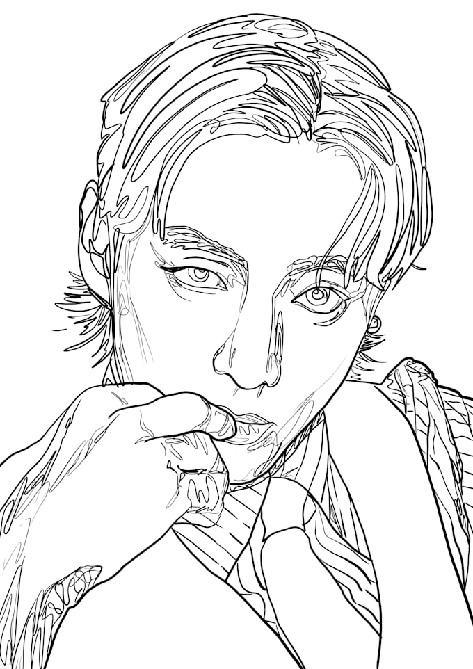 Gig Preview - Draw line art portrait illustration in realistic style