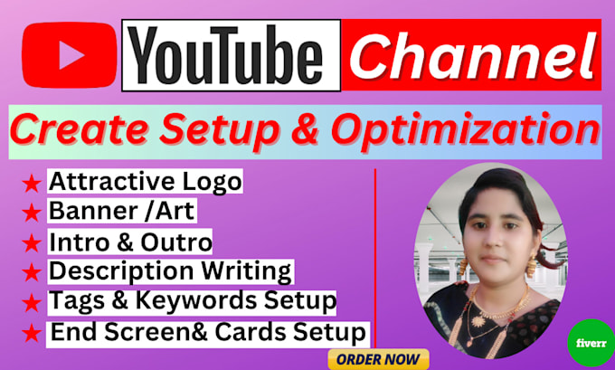 Gig Preview - Create setup and optimize youtube channel professionally with full monetize