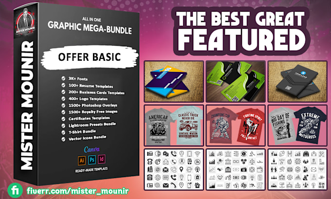 Gig Preview - Provide all in one graphic bundle for designers