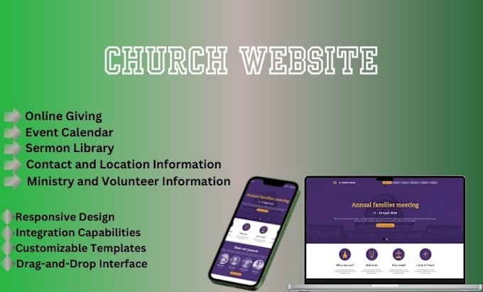 Gig Preview - Church website, ministry website, bible school website, nonprofit website