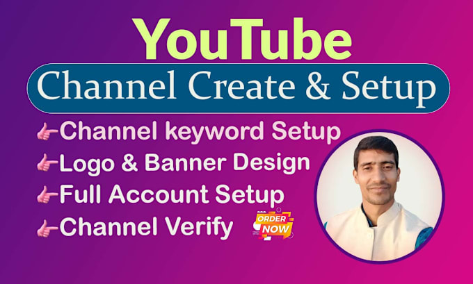 Bestseller - youtube channel create, setup with logo, banner,  intor