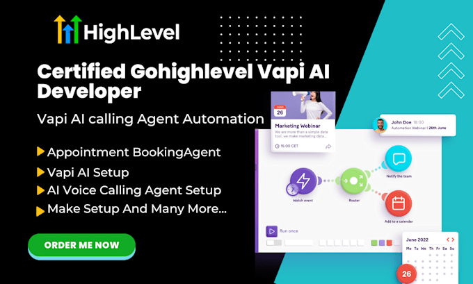 Gig Preview - Setup gohighlevel automation, vapi ai calling agent chatbot, booking bot