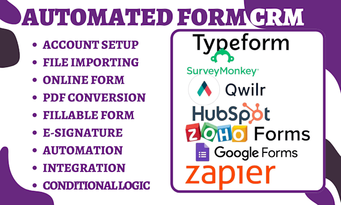 Gig Preview - Create qwilr surveymonkey zoho forms typeform hubspot google zapier integration