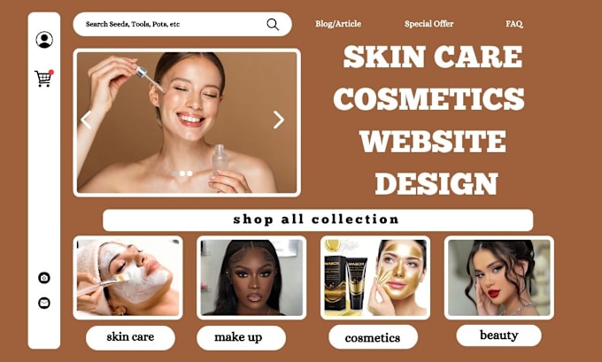 Gig Preview - Design skincare website cosmetics store skin care shopify store beauty website