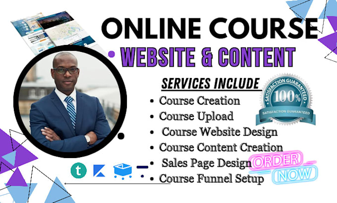 Gig Preview - Create course website and content, course upload, course curriculum, thinkific