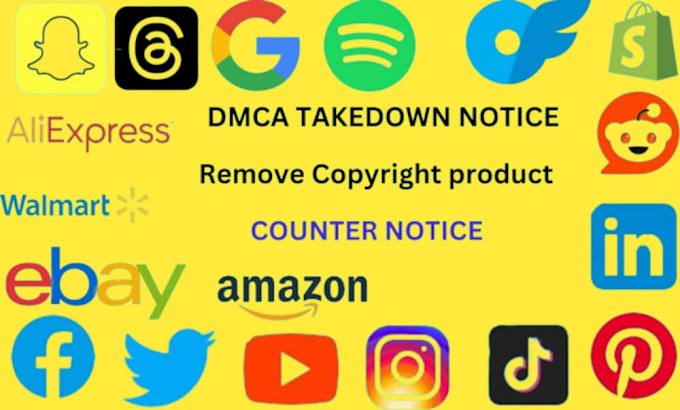 Gig Preview - Send dmca takedown notice to fb,reddit,tiktok,x,inta,shopify,ebay infringing