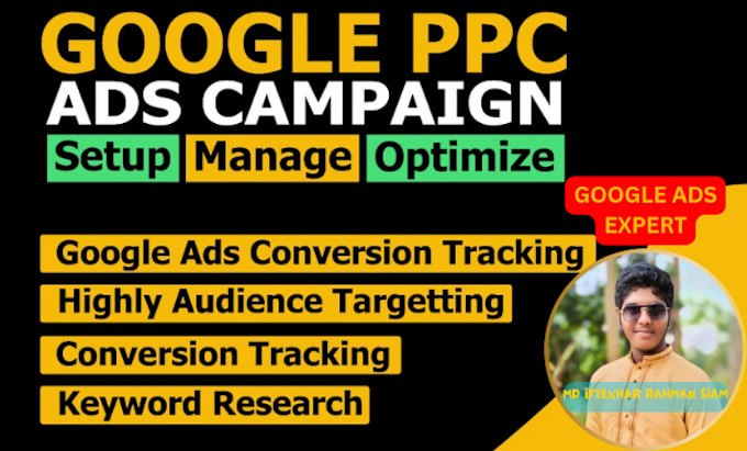 Gig Preview - Be a manager setup google PPC ads campaigns specialist