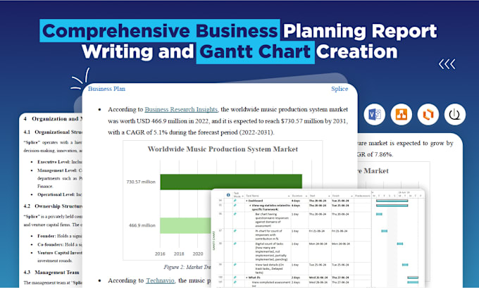 Gig Preview - Create business planning report write project management gannt chart creation