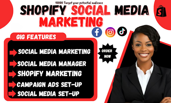 Gig Preview - Set up shopify social media marketing, facebook marketing instagram marketing