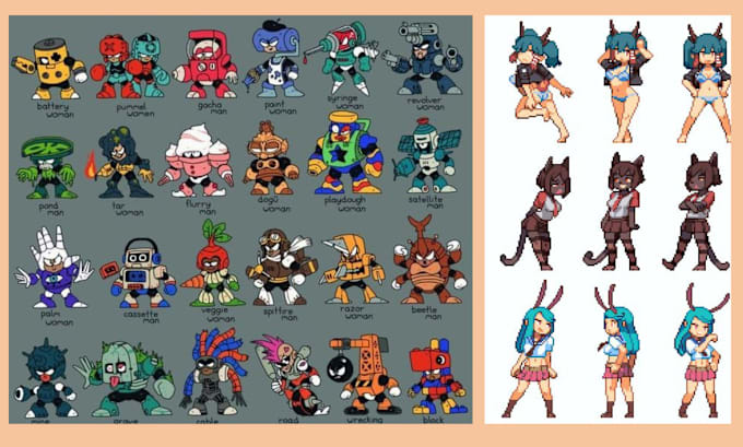 Gig Preview - 2d sprite sheet pixel game art assets rpg maker sprite sheet animation roblox