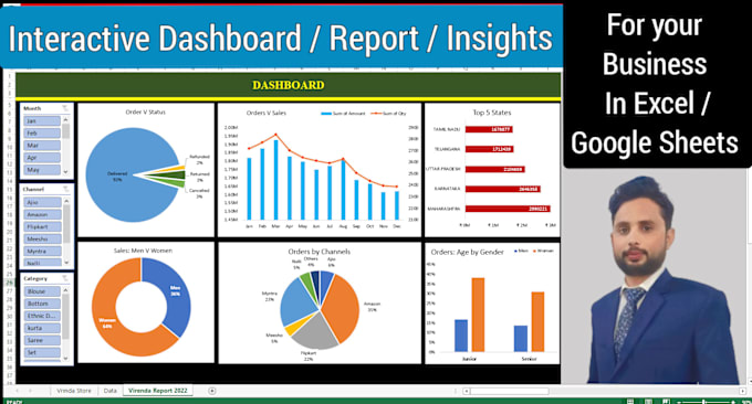 Gig Preview - Do excel work , google sheets, dashboard with pivot table, charts