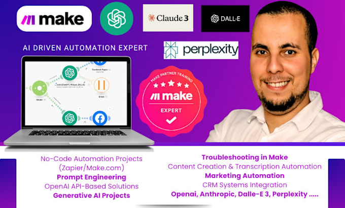 Gig Preview - Create intelligent automations using chatgpt, claude make com integromat