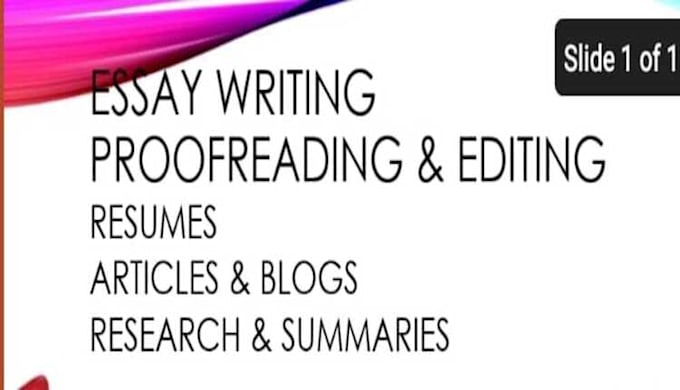 Gig Preview - Do essay writing, proofreading editing, articles