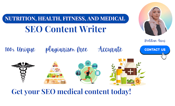 Gig Preview - Your expert nutrition, health, fitness, and medical SEO content writer