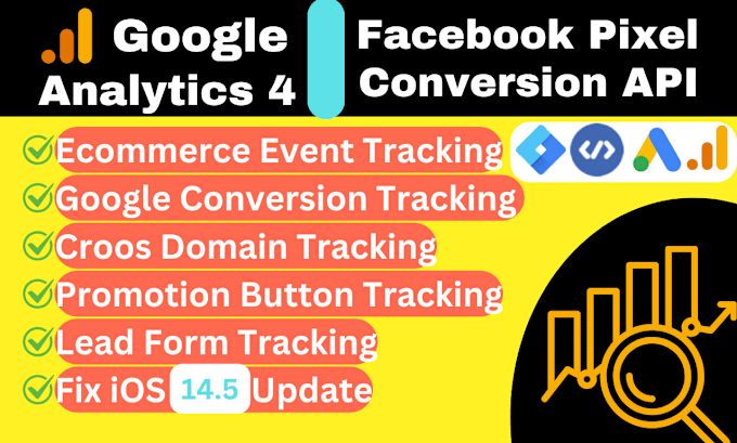 Gig Preview - Setup google analytics 4, ga4 ecommerce tracking and facebook conversion api