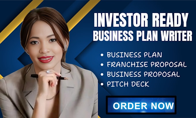 Gig Preview - Prepare an investor ready business plan, pitch deck design, business plan writer