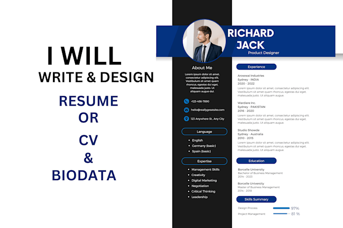 Gig Preview - Craft your professional biodata and CV,resume for success