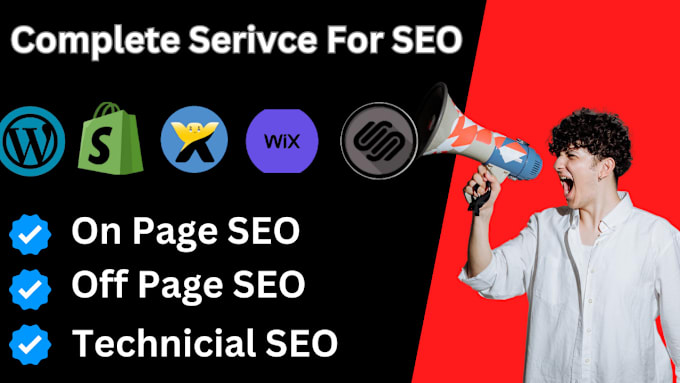 Gig Preview - Do complete SEO services for wordpress shopify wix squarespace weebly