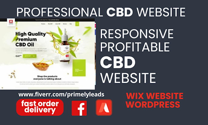 Gig Preview - Design cbd shopify store cbd website promote cbd backlinks cbd wordpress cbd wix