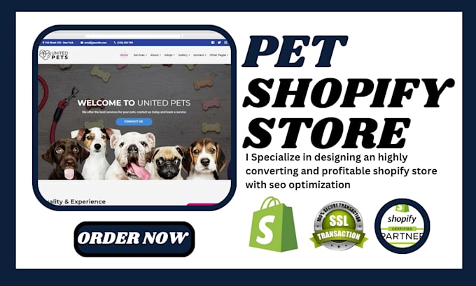 Gig Preview - Design profitable pet shopify store pet accessories pet grooming shopify website