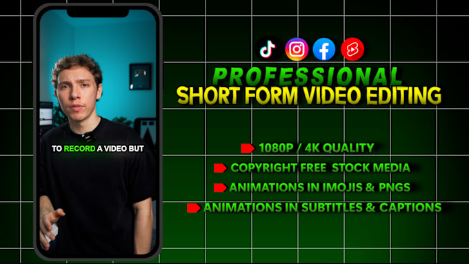 Gig Preview - Edit short form videos, for reels, tik tok and shorts