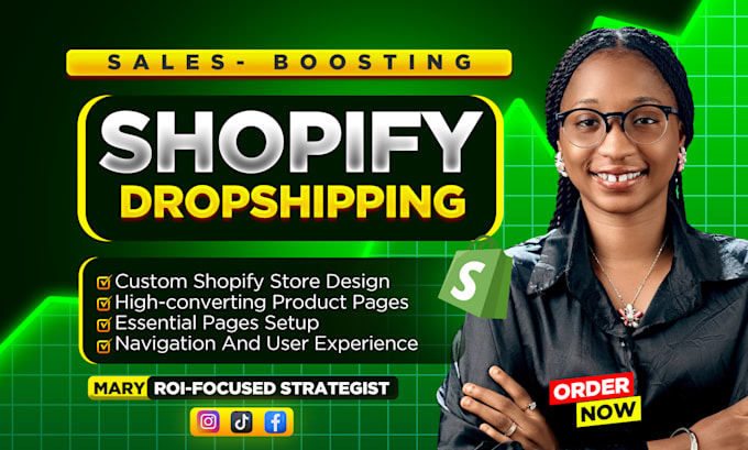 Gig Preview - Design 7 figures shopify dropshipping store or redesign shopify website