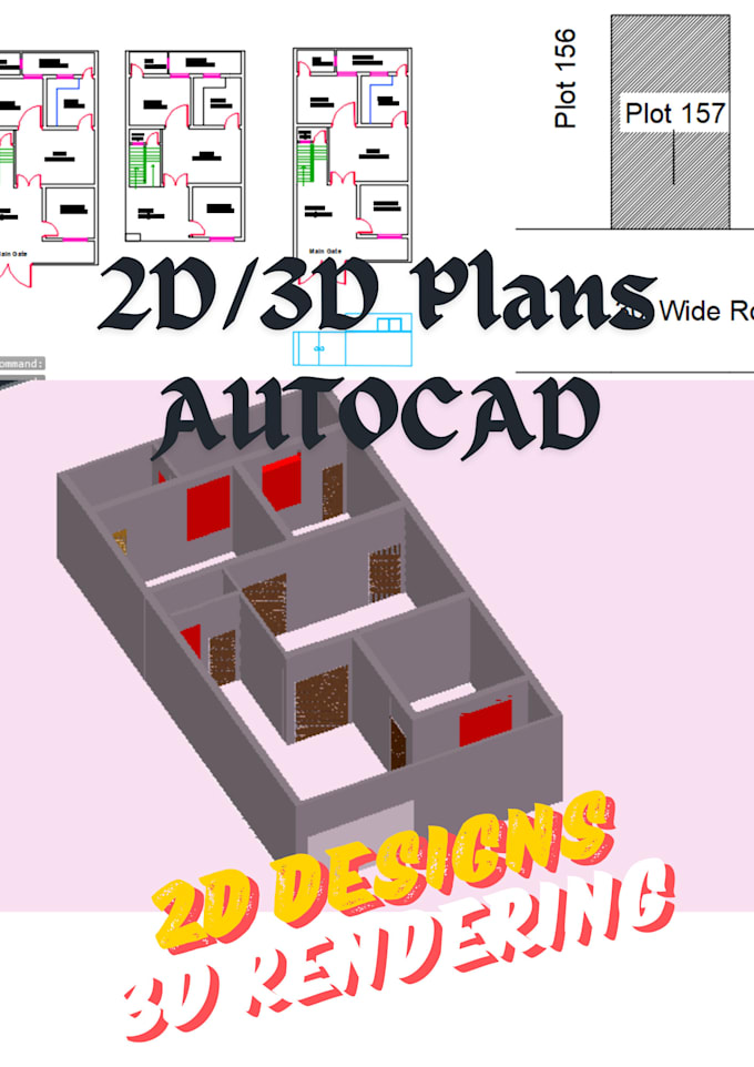 Gig Preview - Design 2d 3d plans in autocad