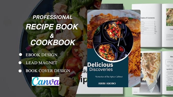 Gig Preview - Design canva editable recipe book diet meal plan cookbook pdf lead magnet kdp