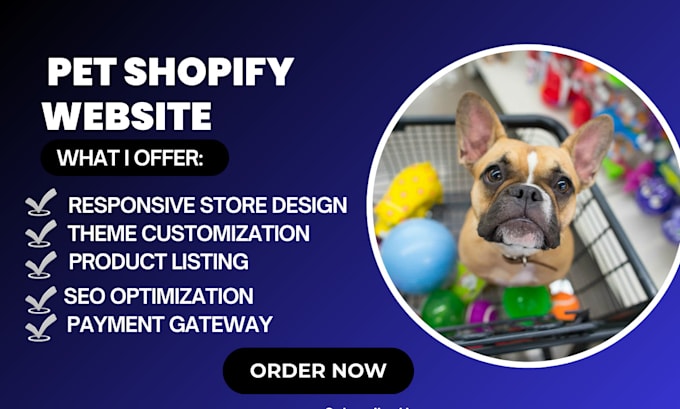 Gig Preview - Design pet website pet shopify website dog website pet dropshipping website