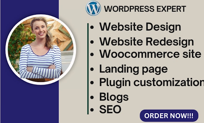 Gig Preview - Develop wordpress website, wordpress woocomerce