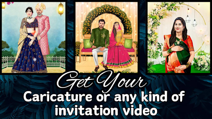 Gig Preview - Do caricature wedding invitation or any kind of invitation video