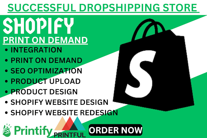 Gig Preview - Do shopify store design print on demand shopify marketing website pod store