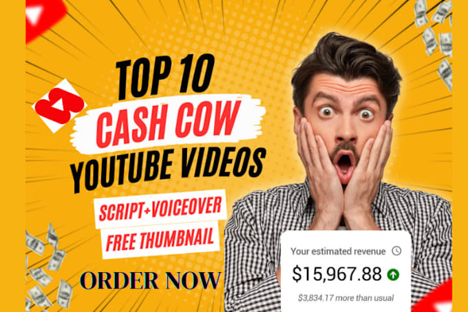 Bestseller - create top 10 viral cash cow faceless youtube videos with script and voiceover